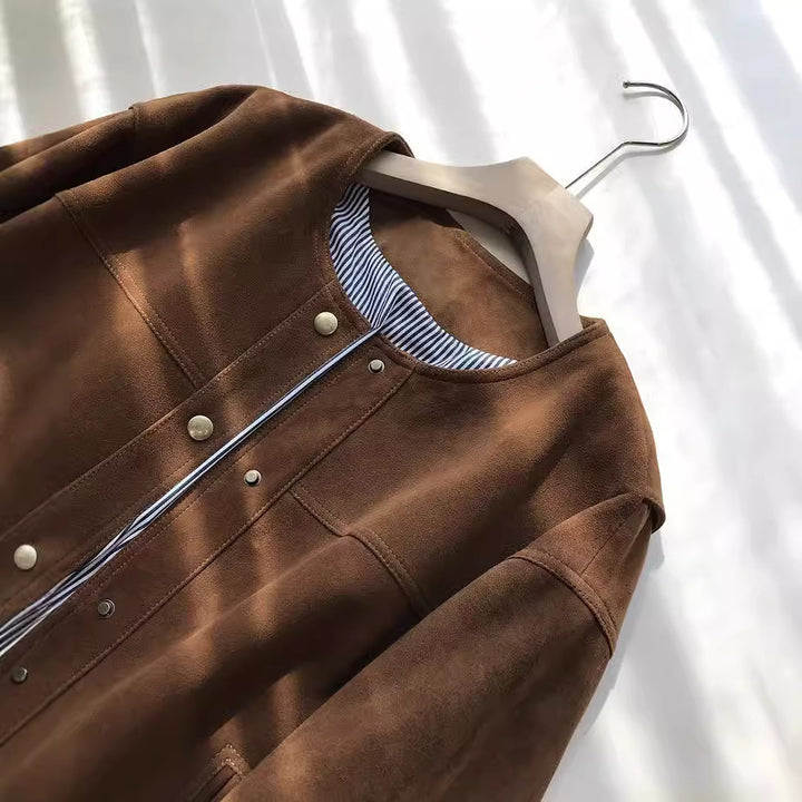 Damen Modische und lässige Wildlederjacke Drune