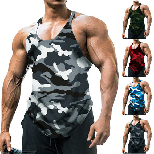 Herren ärmelloses Fitnessshirt im modernen Camouflage-Design Drune