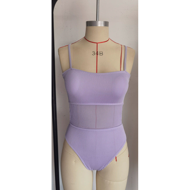 Damen Einteiler Badeanzug mit elegantem Rippendesign und figurschmeichelnder Silhouette Drune