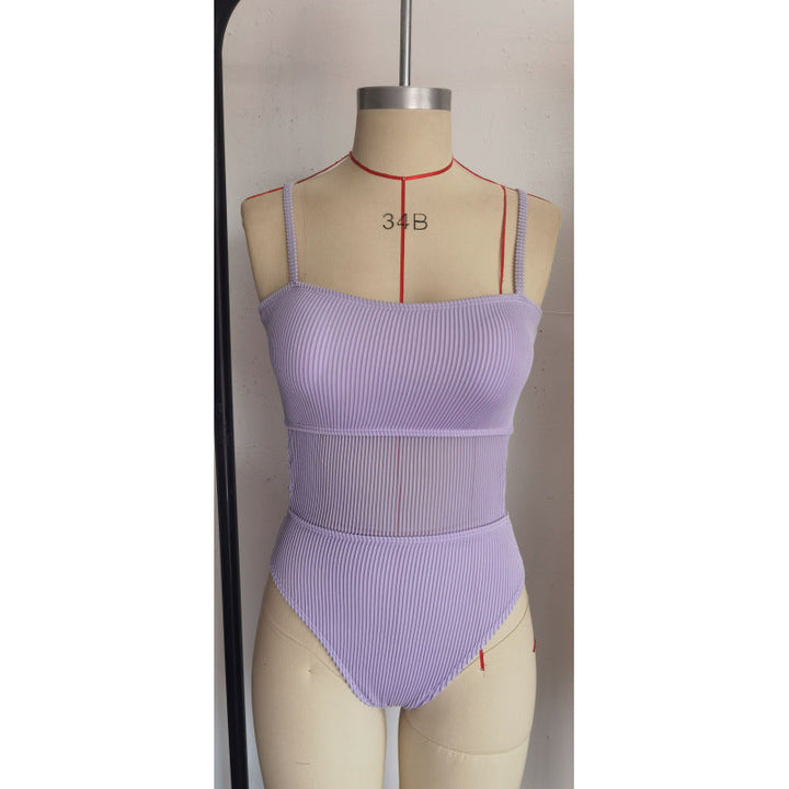 Damen Einteiler Badeanzug mit elegantem Rippendesign und figurschmeichelnder Silhouette Drune