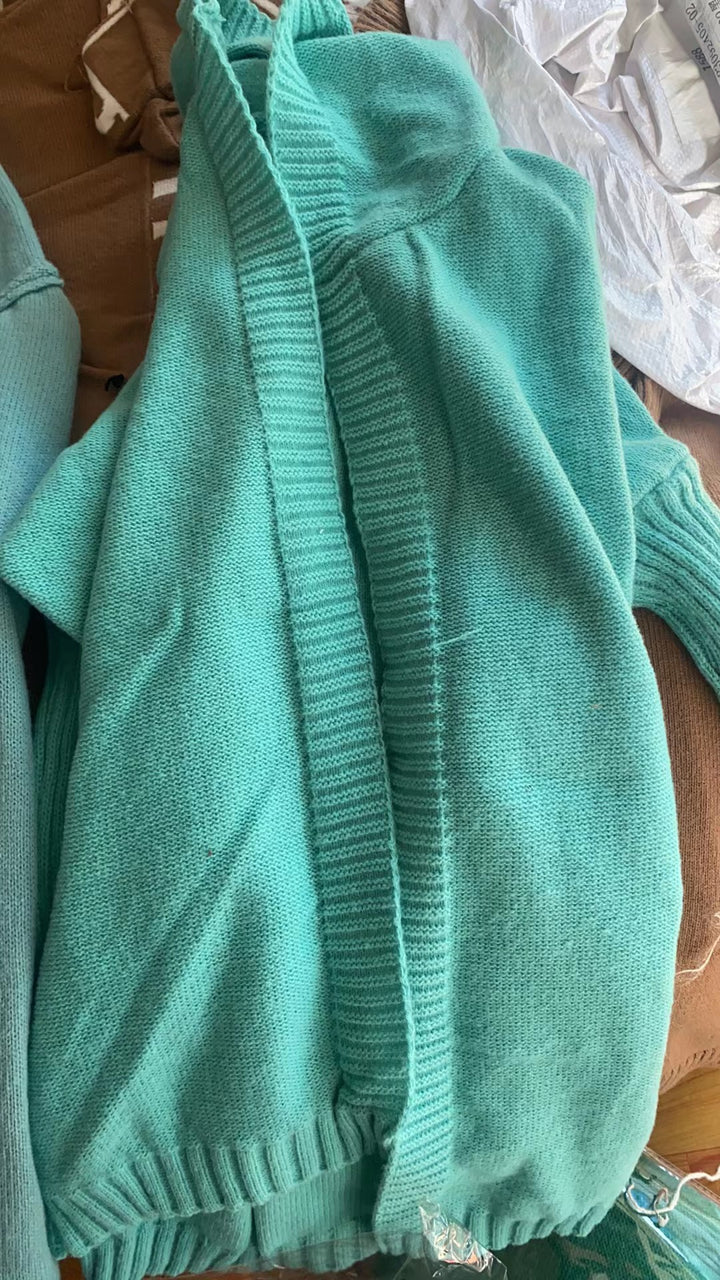 Damen Longline Kapuzen-Strickcardigan mit offener Front Drune