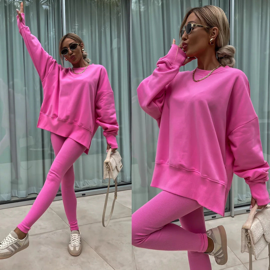 Damen Sportlicher Freizeitanzug mit oversized Sweatshirt und enganliegenden Leggings Drune