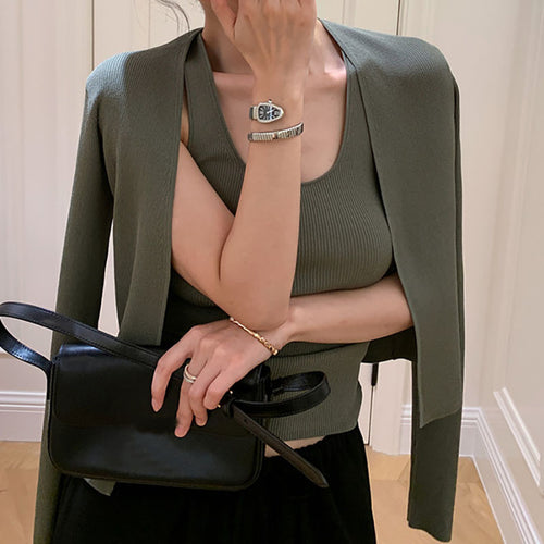Damen leichter, lässiger Cardigan mit feiner Rippstruktur Drune