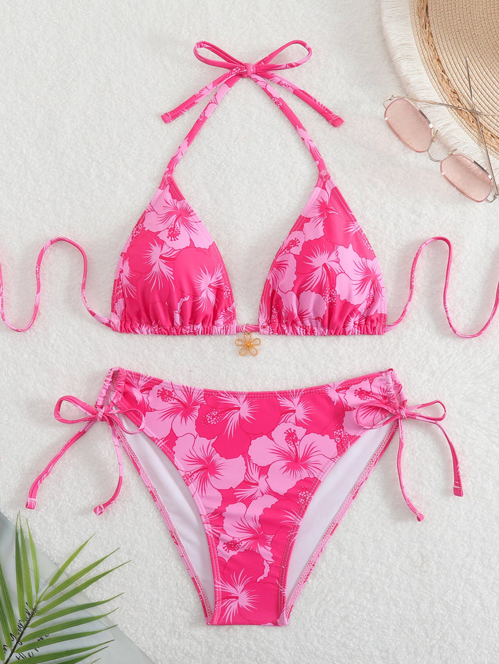 Damen Triangel-Bikini mit verspielten Floral-Details Drune
