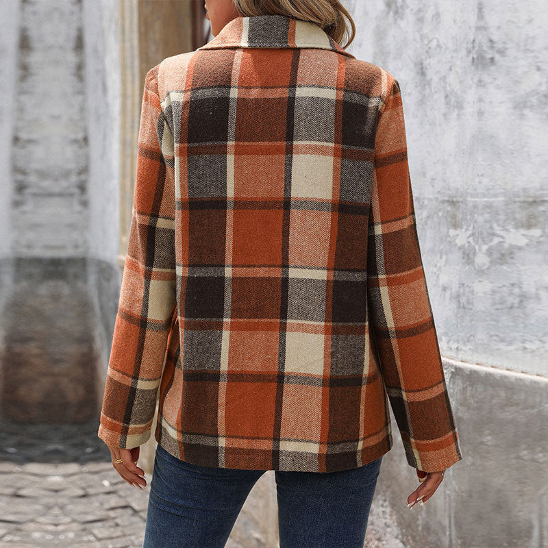 Damen Plaid Blazer Drune