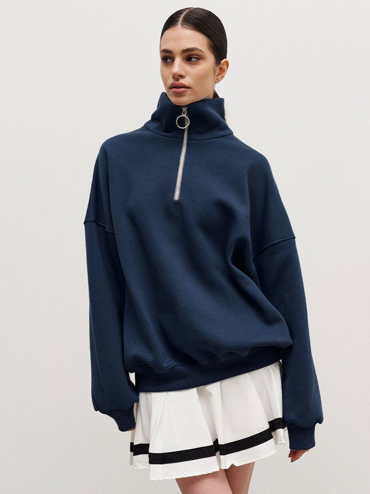 Damen Sweatshirt mit Zip-Kragen und lässigem Schnitt Drune