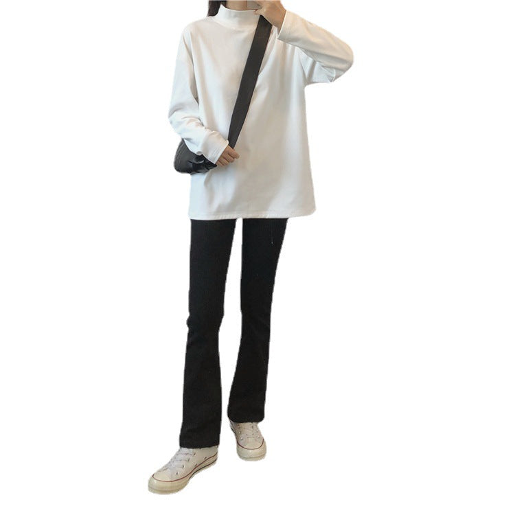 Damen modisches Langarmshirt mit hohem Kragen Drune