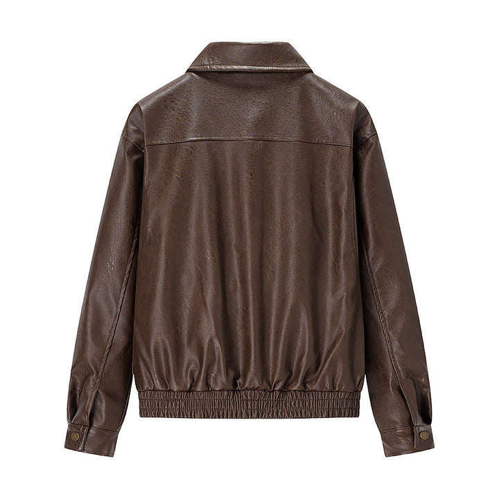 Damen Kunstlederjacke mit praktischen Seitentaschen Drune