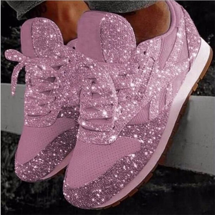 Damen glitzernde Fashion-Sneaker mit funkelnder Strassoptik atmungsaktivem Strick-Obermaterial und gepolstertem Komfortfußbett Drune