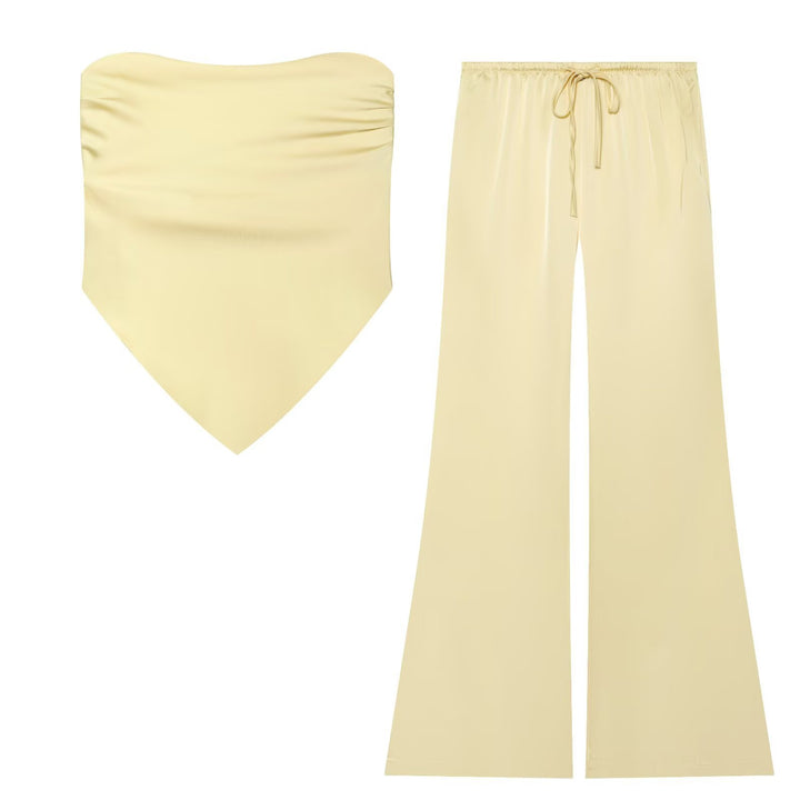 Damen Weite Satin-Hose mit elastischem Tunnelzugbund und Polka-Dot-Muster Drune