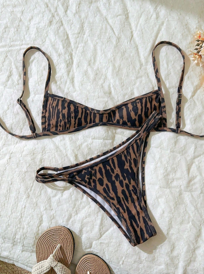 Damen Zweiteiliger Bikini mit elegantem Streifenmuster Drune