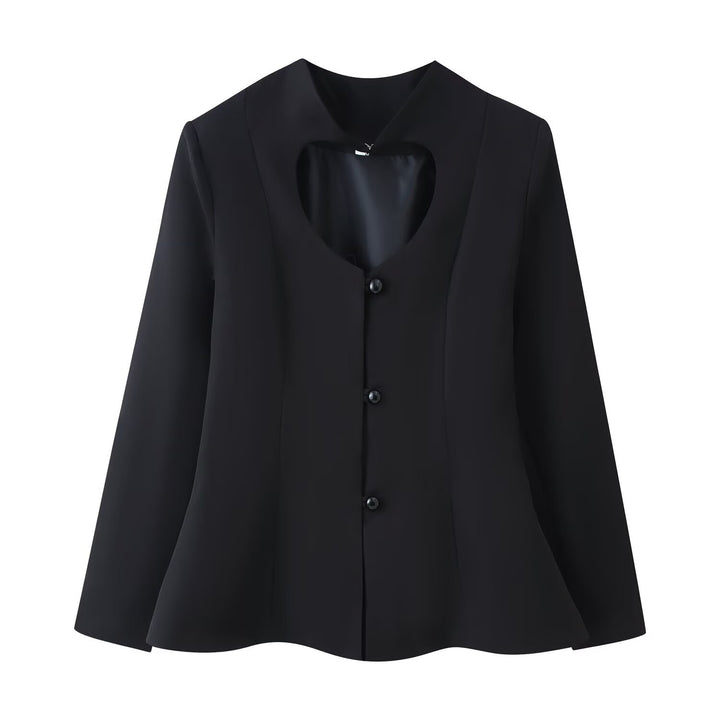 Damen Kurze Taillierte Jacke mit herzförmigem Cut-Out und Schößchen Drune