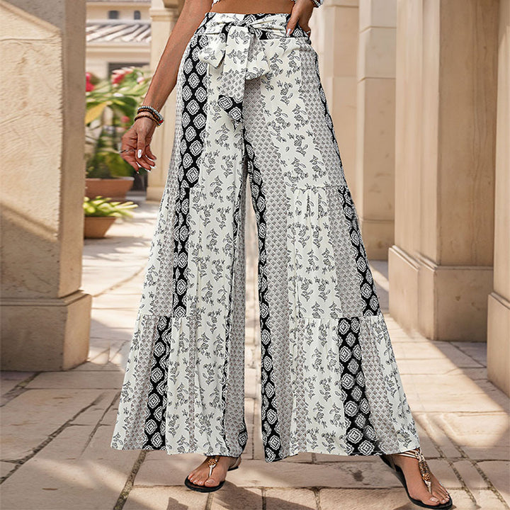 Damen Weit geschnittene Palazzo-Hose mit floralem Muster Drune
