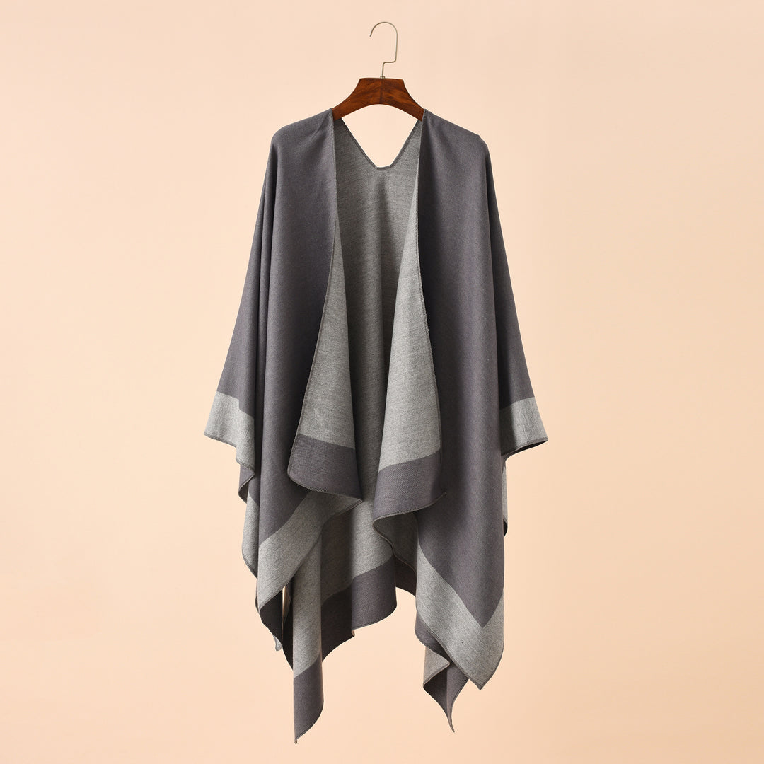 Damen Wendbarer Poncho-Cape aus Kaschmir-Mix mit Oversize-Schnitt Drune