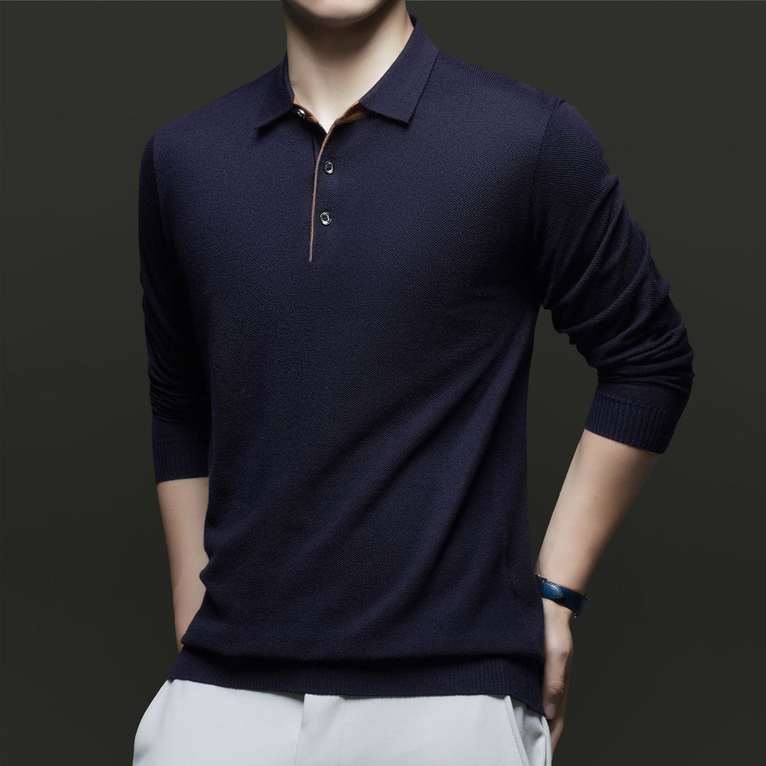 Herren Langarm-Polohemd mit strukturiertem Design und eleganter Passform Drune