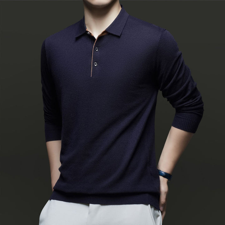 Herren Langarm-Polohemd mit strukturiertem Design und eleganter Passform Drune