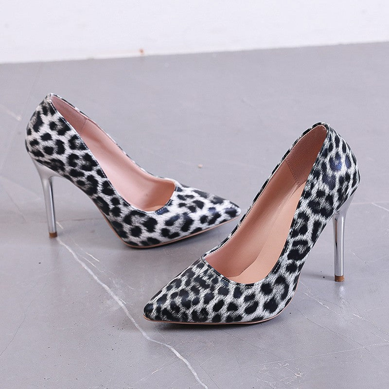 Frauen Tierdruck Spitzzehen High Heels mit metallischen Akzenten Drune