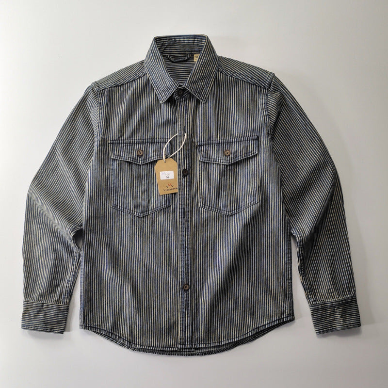 Herren Gestreifte Baumwoll-Hemdjacke Drune