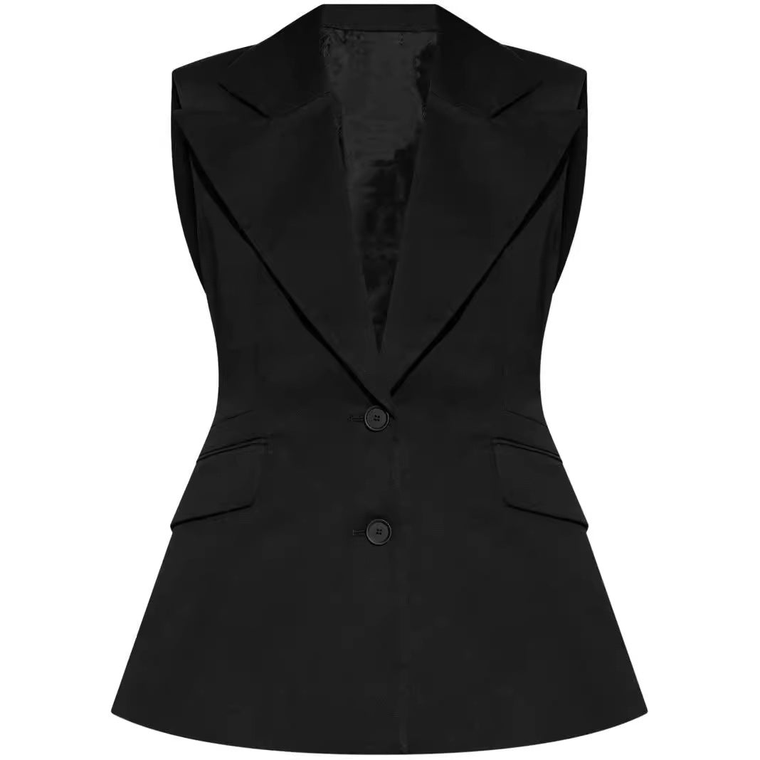 Damen Ärmelloser Blazer mit markantem Schalkragen und taillierter Silhouette Drune