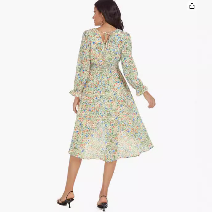 Damen Blumenmuster Kleid Drune
