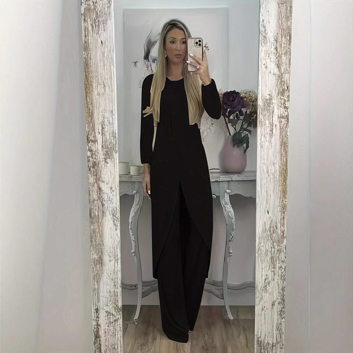 Damen Elegantes Maxikleid mit Wickeloptik, asymmetrischer Drapierung und vorderem Schlitz Drune