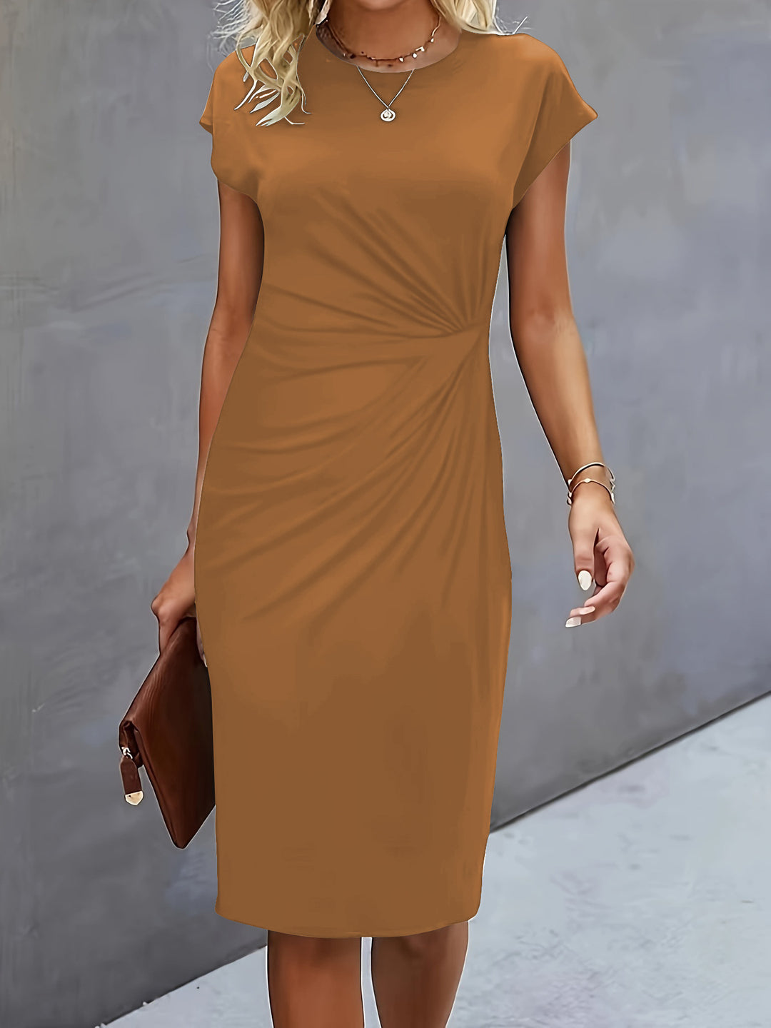 Damen elegantes Wickelkleid mit figurbetontem Design und feinem Jersey-Material Drune