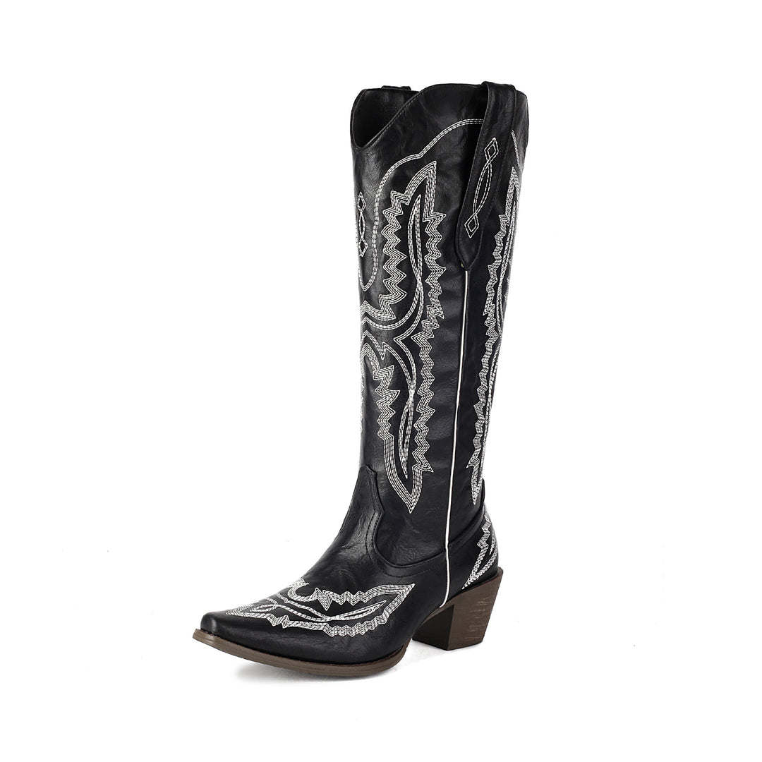 Damen Verzierte Western-Stiefel bis zum Knie Drune