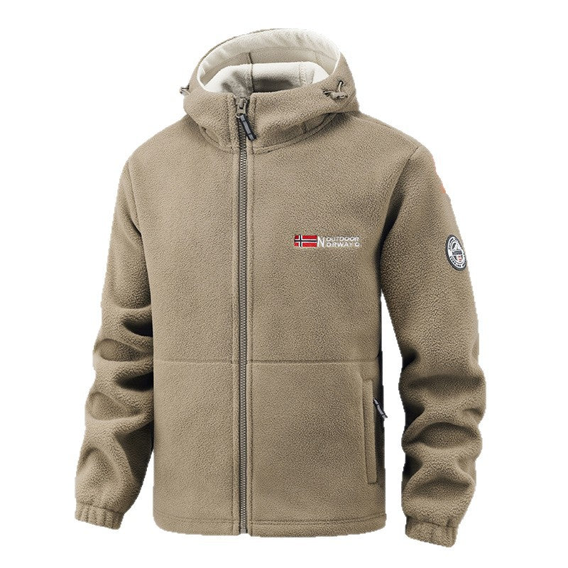 Herren wärmende Fleece-Kapuzenjacke mit Thermofutter, Reißverschlusstaschen und elastischen Bündchen Drune