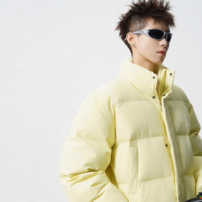 Herren Kurz geschnittene Oversize Steppjacke mit hohem Kragen Drune