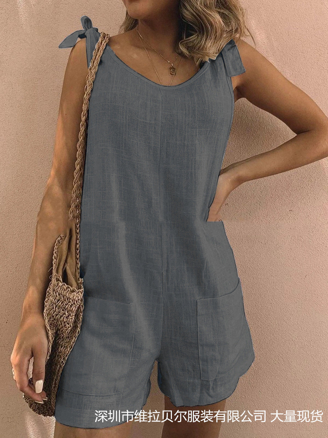 Damen Jumpsuit mit praktischen Taschen und verspielten Schulterbändern Drune