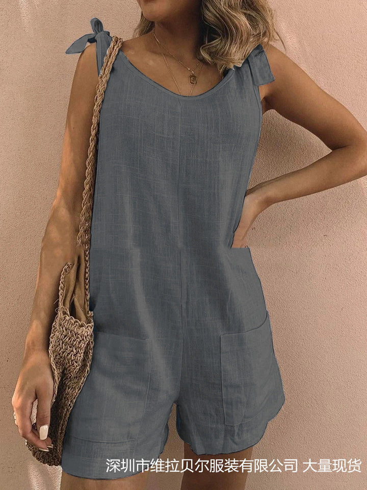 Damen Jumpsuit mit praktischen Taschen und verspielten Schulterbändern Drune