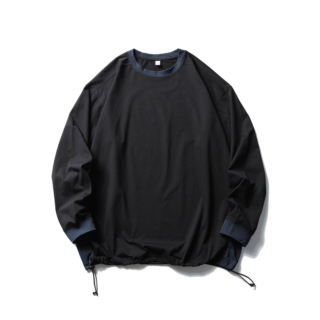 Unisex Oversize-Fleecepullover mit Kordelzugsaum und Kontrastkragen Drune