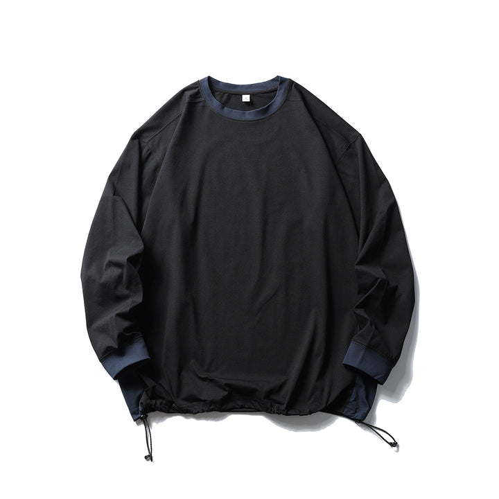 Unisex Oversize-Fleecepullover mit Kordelzugsaum und Kontrastkragen Drune