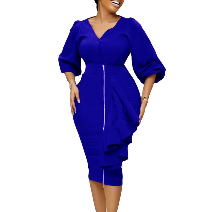 Damen Hemdkleid mit Volant und Reißverschluss Drune