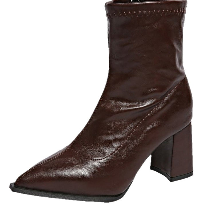 Damen Elegante Stiefeletten mit blockierbarem Reißverschluss und spitzem Design Drune