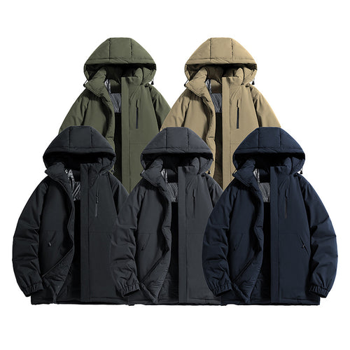 Herren Technischer Steppparka mit Kapuze, Thermo-Isolierung und Brust-Reißverschlusstasche Drune