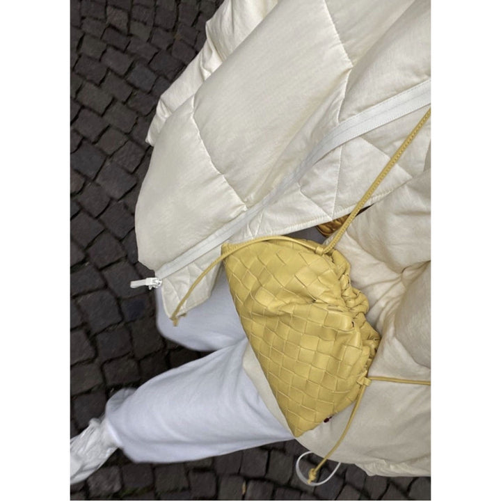 Drune | Leder Umhängetasche für Damen - Minimalistische Gewebte Tasche