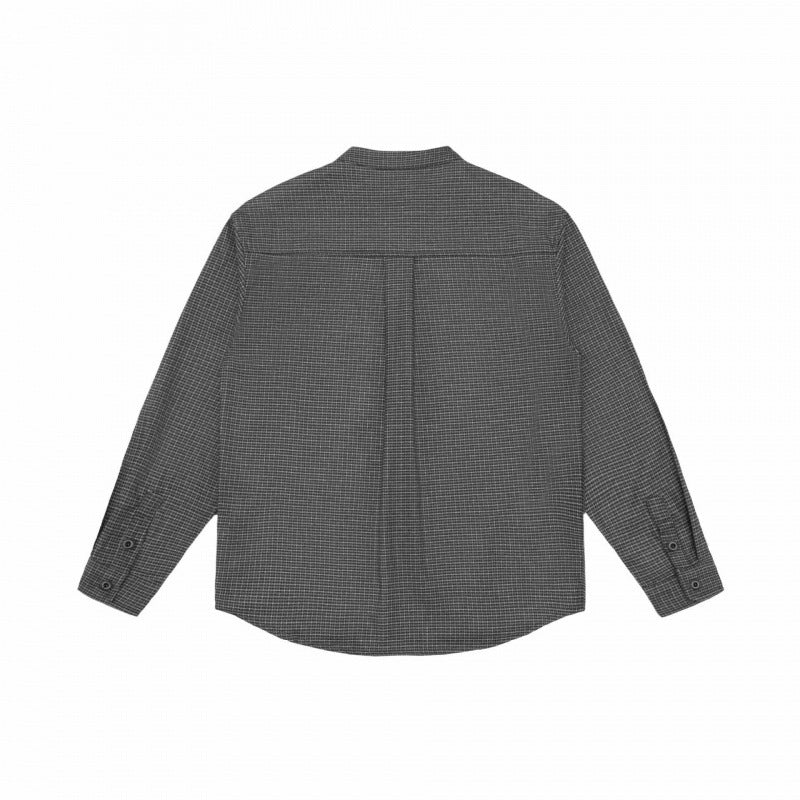Herren Overshirt‑Hemdjacke mit Stehkragen, Hahnentritt‑Muster und gerundetem Saum Drune