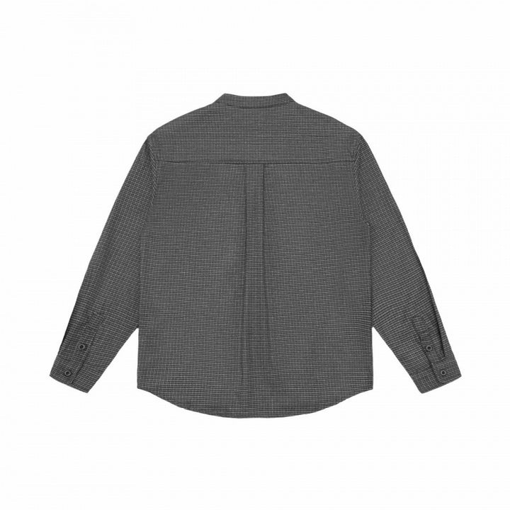 Herren Overshirt‑Hemdjacke mit Stehkragen, Hahnentritt‑Muster und gerundetem Saum Drune