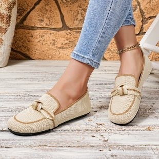 Damen  gewebte spitze Slipper mit dekorativer Schleife und gepolstertem Komfortfußbett Drune