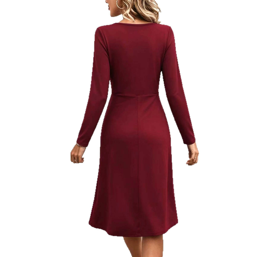Damen Wickel-Midikleid mit V-Ausschnitt und taillierter Drapierung Drune