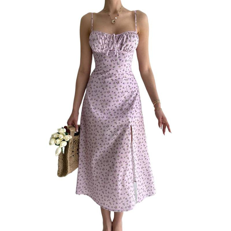 Damen Midikleid mit raffinierten Blumenmustern und seitlichem Schlitz Drune