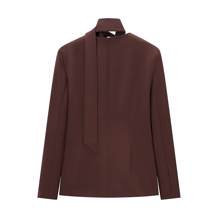 Damen nan taillierter Blazer mit Schalkragen-Schleife und V-Ausschnitt Drune