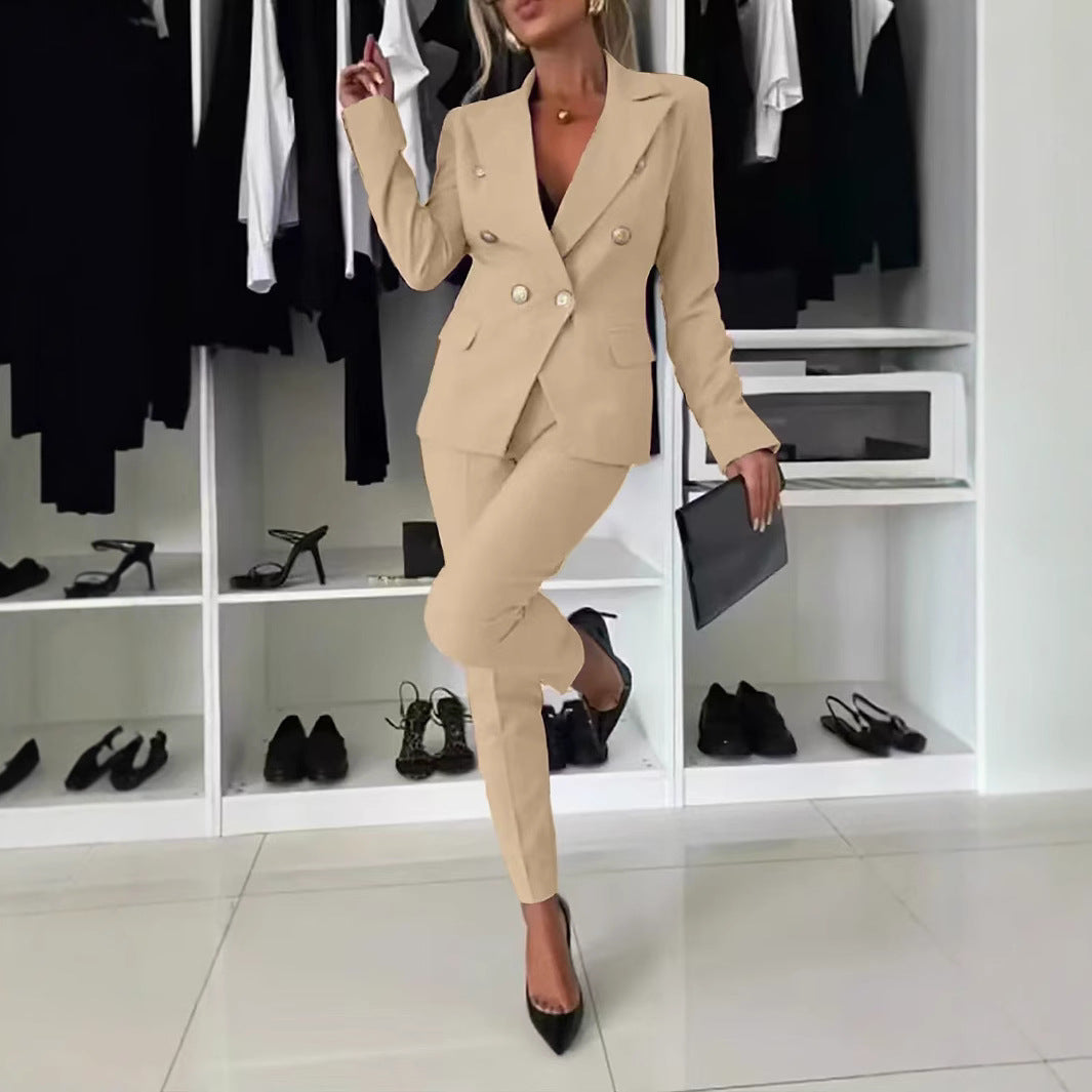 Damen elegantes Business-Anzug Set mit doppelter Knopfleiste Drune