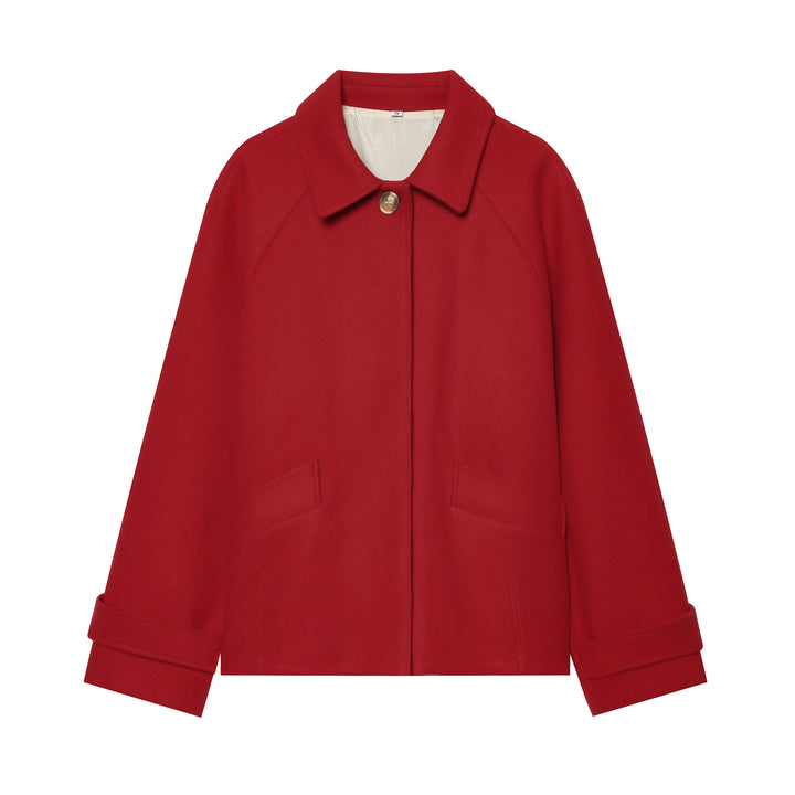 Damen Kurzmantel im Cape‑Style aus Wollmix mit Raglanärmeln und aufgesetzten Taschen Drune