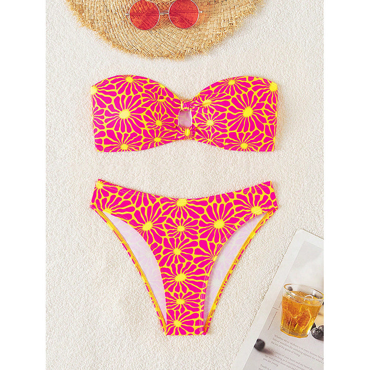 Damen Bandeau-Bikini mit modischem Blumendesign Drune