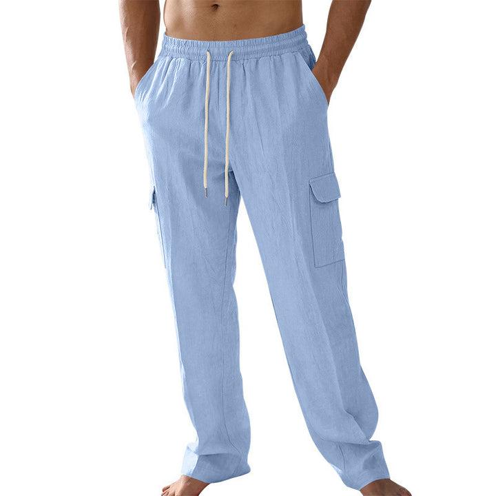 Herren Cargo-Strandhose aus Leinenmix mit elastischem Bund und Kordelzug Drune