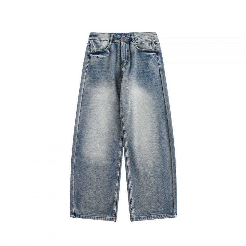 Damen Highwaist Weite Jeanshose im Vintage-Washed-Look mit weitem Bein Drune