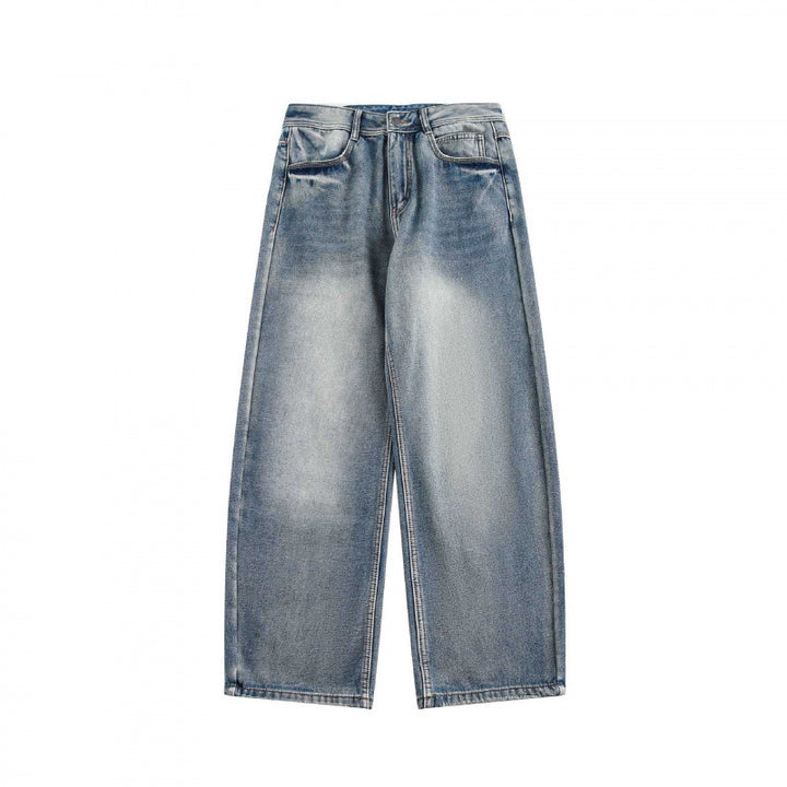 Damen Highwaist Weite Jeanshose im Vintage-Washed-Look mit weitem Bein Drune