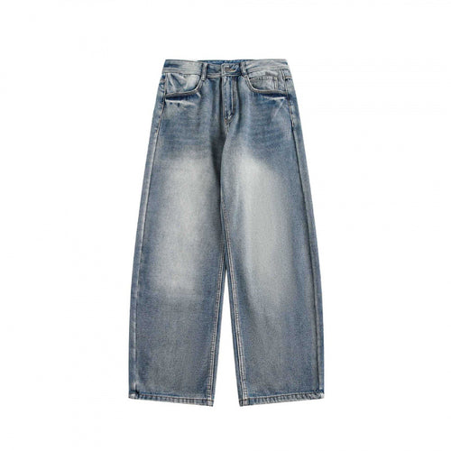 Damen Highwaist Weite Jeanshose im Vintage-Washed-Look mit weitem Bein Drune